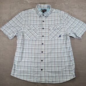 Alaskan Hardgear Plaid Short Sleeve Fishing Vent Shirt XL Tall Blue White‎